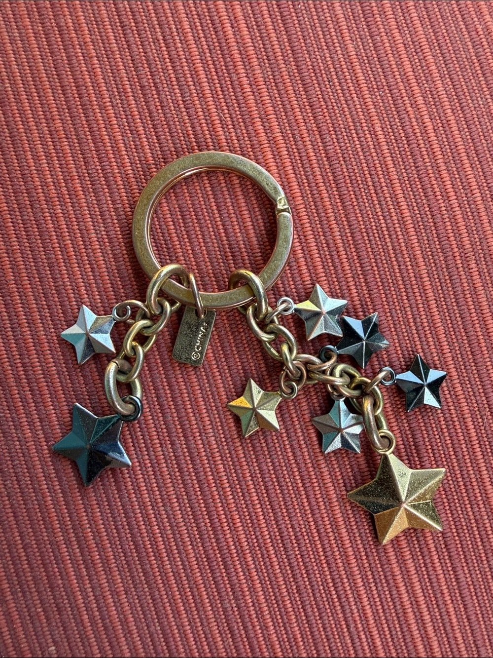 Coach Star Charm Keychain - Gold & Gunmetal Stars - Picture 2 of 4